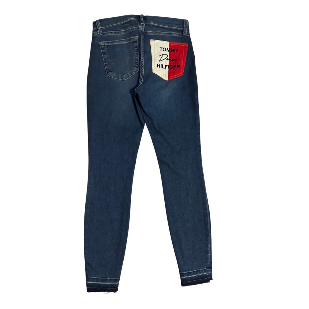 Tommy Hilfiger Jeans Sz‎ 4 Aaliyah Slimming Stretch Y2K Back Patch Red White
